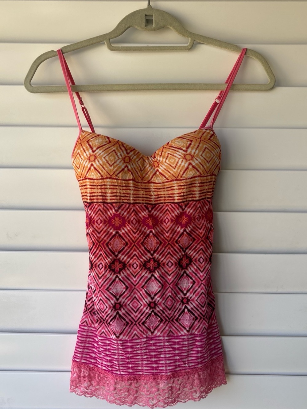 Vintage 90s Y2K Energie Festival Boho Fairy Tie Dye Padded Bra Lace Cami Size S